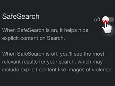 disable safesearch on iphone