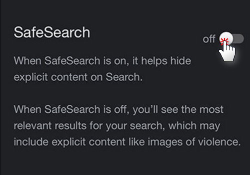 disable safesearch on iphone